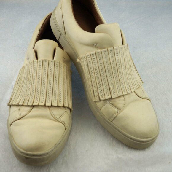 Frye White Leather‎ Fringe Slip-On Sneakers Womens 9M - Picture 4 of 7